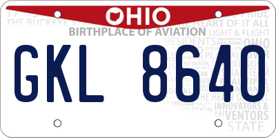 OH license plate GKL8640