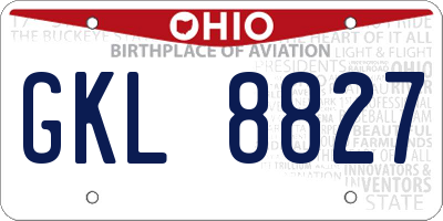 OH license plate GKL8827