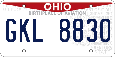 OH license plate GKL8830