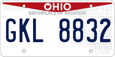 OH license plate GKL8832