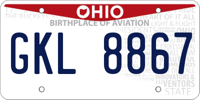 OH license plate GKL8867