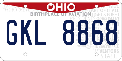 OH license plate GKL8868