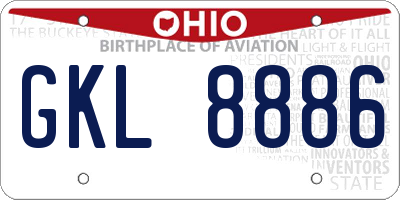 OH license plate GKL8886