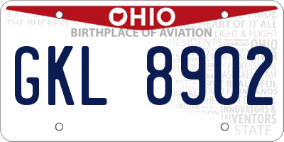 OH license plate GKL8902
