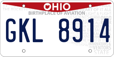 OH license plate GKL8914