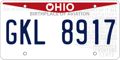 OH license plate GKL8917