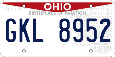 OH license plate GKL8952