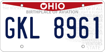 OH license plate GKL8961