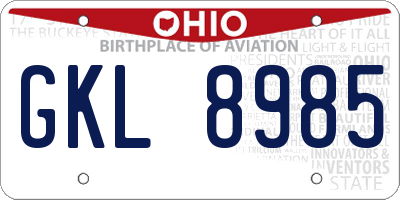 OH license plate GKL8985