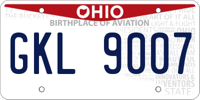 OH license plate GKL9007