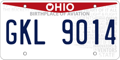 OH license plate GKL9014