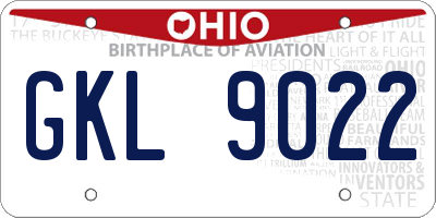 OH license plate GKL9022