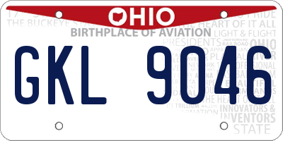 OH license plate GKL9046