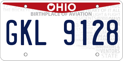 OH license plate GKL9128