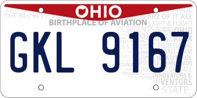 OH license plate GKL9167