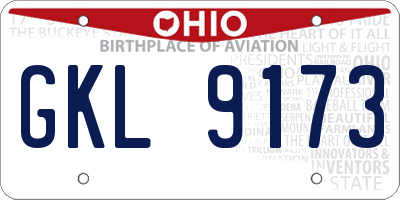 OH license plate GKL9173