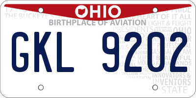 OH license plate GKL9202