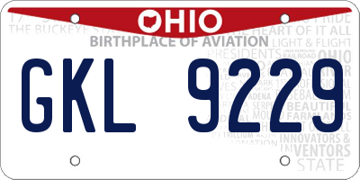 OH license plate GKL9229