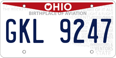 OH license plate GKL9247