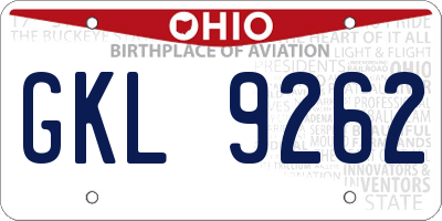 OH license plate GKL9262