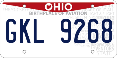 OH license plate GKL9268