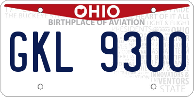 OH license plate GKL9300
