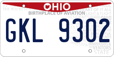 OH license plate GKL9302