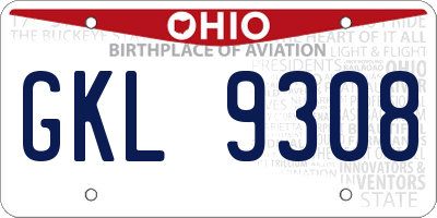 OH license plate GKL9308