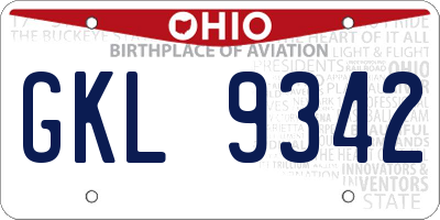 OH license plate GKL9342