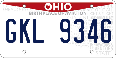 OH license plate GKL9346