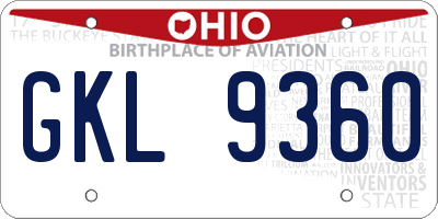 OH license plate GKL9360