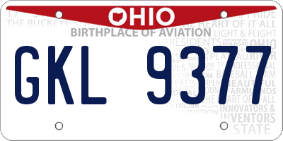 OH license plate GKL9377