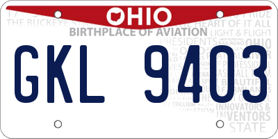 OH license plate GKL9403