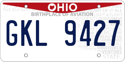 OH license plate GKL9427