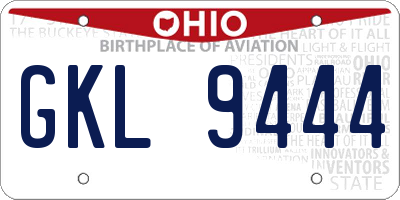 OH license plate GKL9444