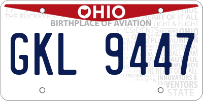 OH license plate GKL9447