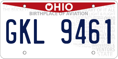 OH license plate GKL9461