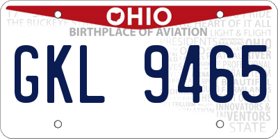 OH license plate GKL9465