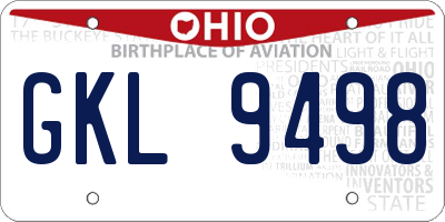 OH license plate GKL9498