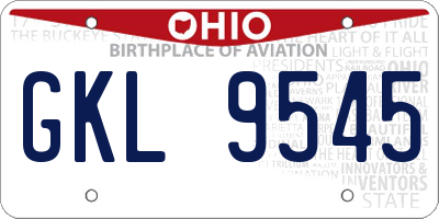 OH license plate GKL9545