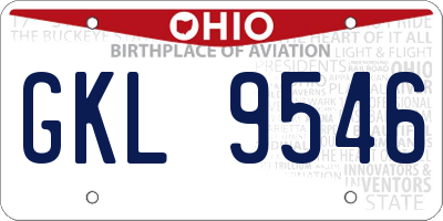 OH license plate GKL9546