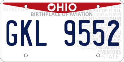 OH license plate GKL9552