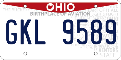 OH license plate GKL9589