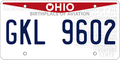 OH license plate GKL9602