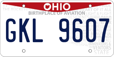 OH license plate GKL9607