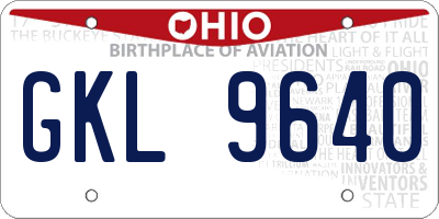 OH license plate GKL9640