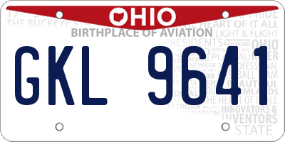 OH license plate GKL9641