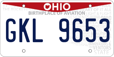 OH license plate GKL9653