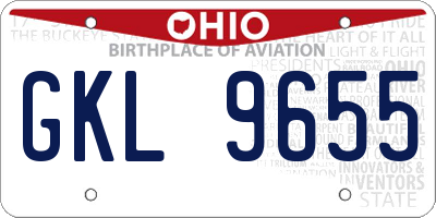 OH license plate GKL9655