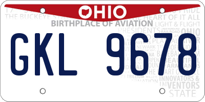OH license plate GKL9678